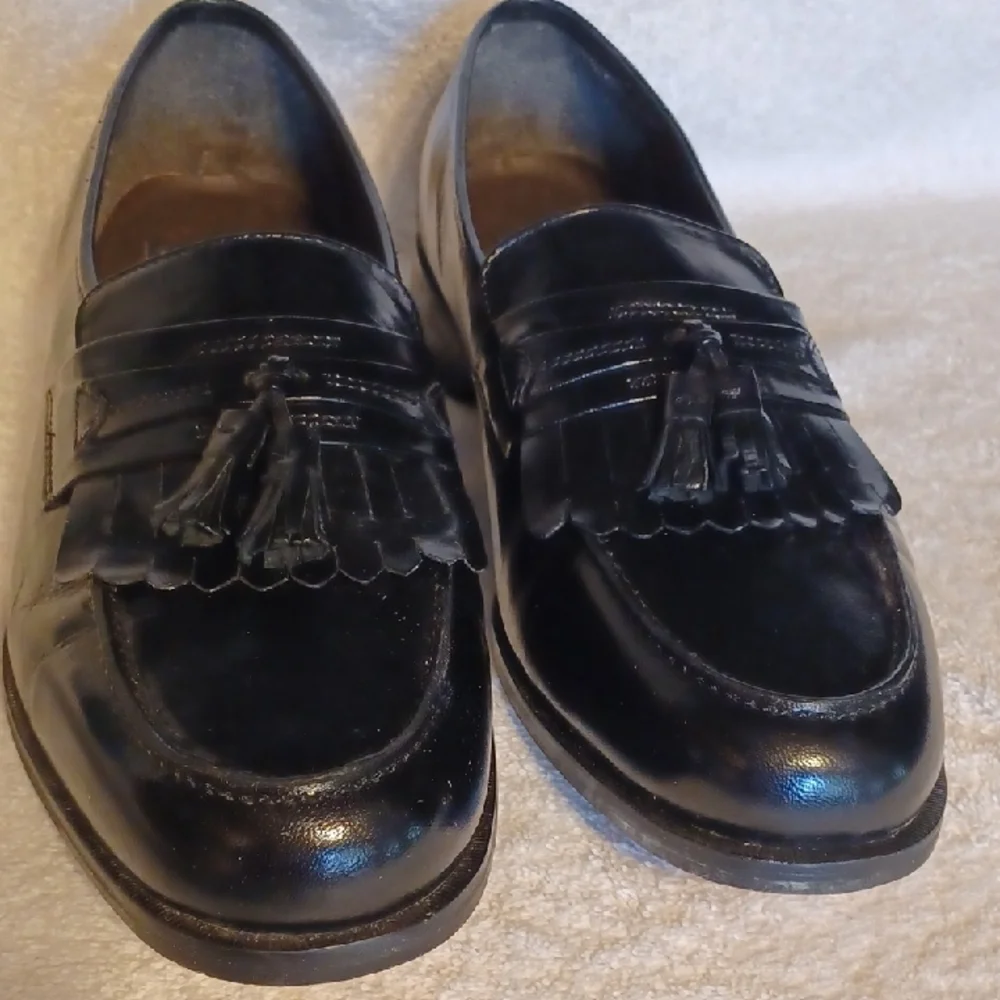 Classic Black Leather Loafers Bunn Bush Mens Slip On Shoes Size 12